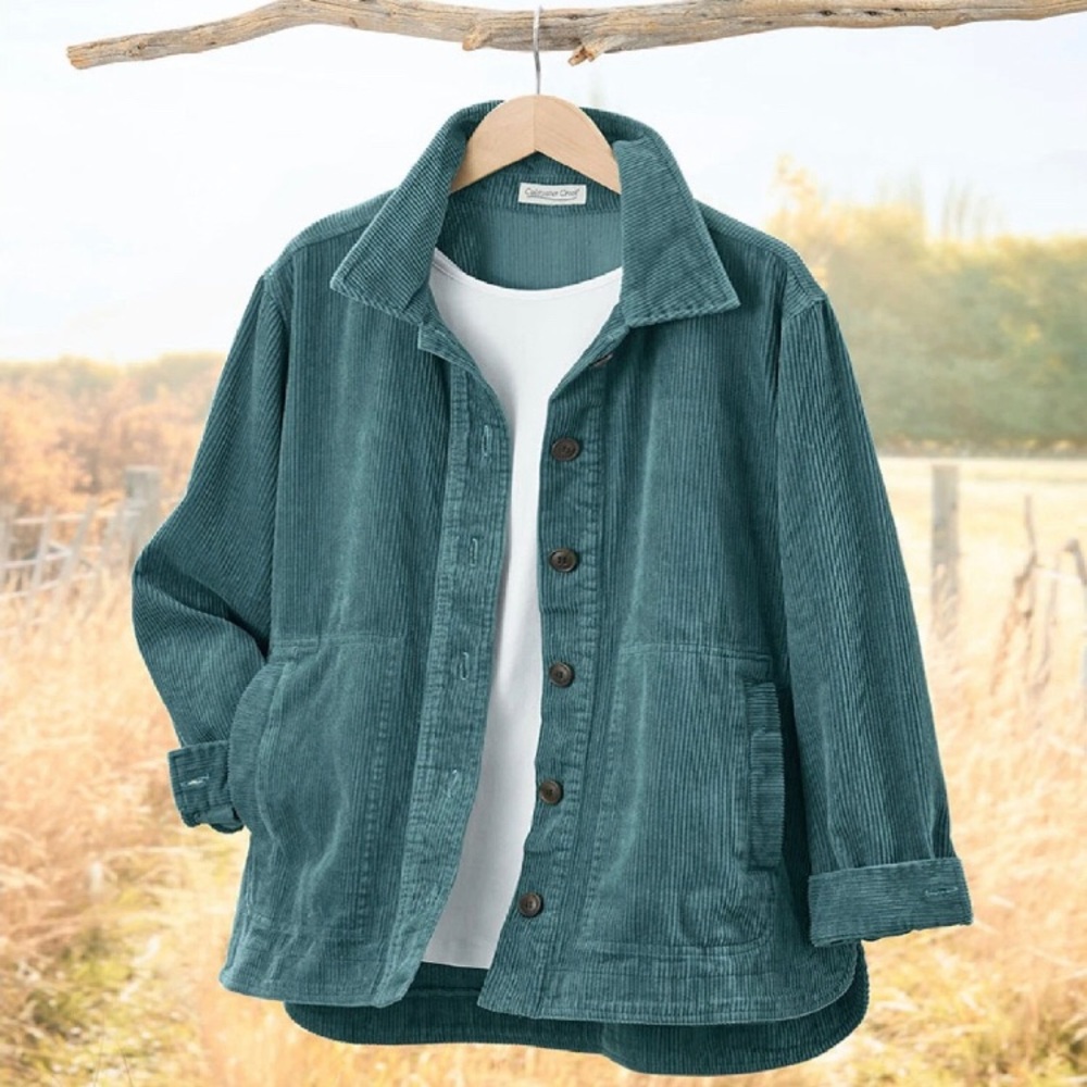 Coldwater Creek Braeburn Women’s Corduroy Jacket Reef Teal XS